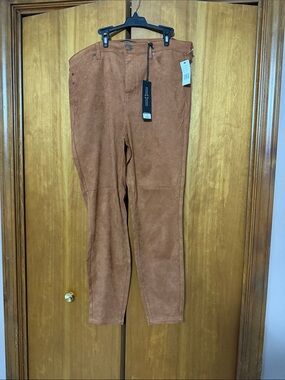 Liverpool Tan Suede-Look Ankle Pants